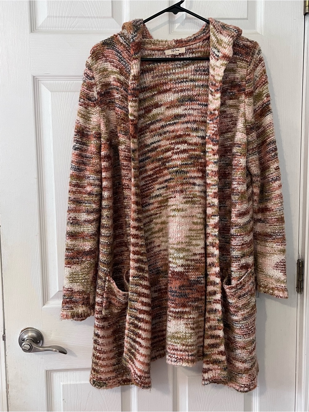 Multicolor Hooded Open-Front Women's Sweater Cardigan